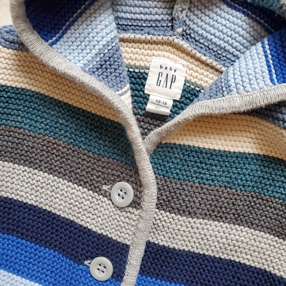 Gap baby teddy bear hoodie button knit sweater cardigan 12-18 months - Picture 2 of 2